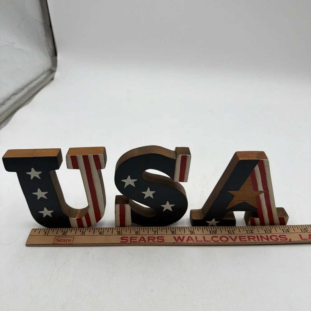 USA 4th of July Primitive Patriotic Americana Shelf Sitter 250th Hand Painted
